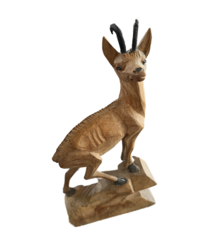 Handgeschnitzte Holzfigur – Gämse auf Sockel (ca. 20 cm)