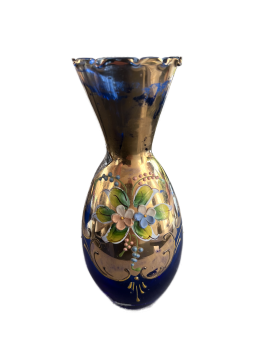 Murano-Vase mit Golddekor & floraler Emailmalerei – Venetian Glass „Castle“ – ca. 1970er-Jahre