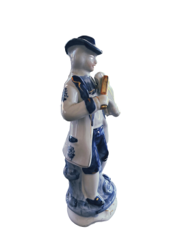 Porzellanfigur "Junge mit Geige" - Handbemalt in Kobaltblau und Gold (2)