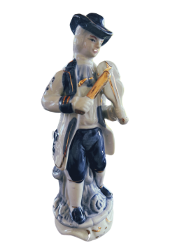Porzellanfigur "Junge mit Geige" - Handbemalt in Kobaltblau und Gold