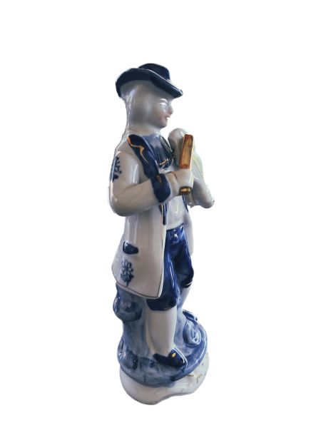 Porzellanfigur "Junge mit Geige" - Handbemalt in Kobaltblau und Gold (2)