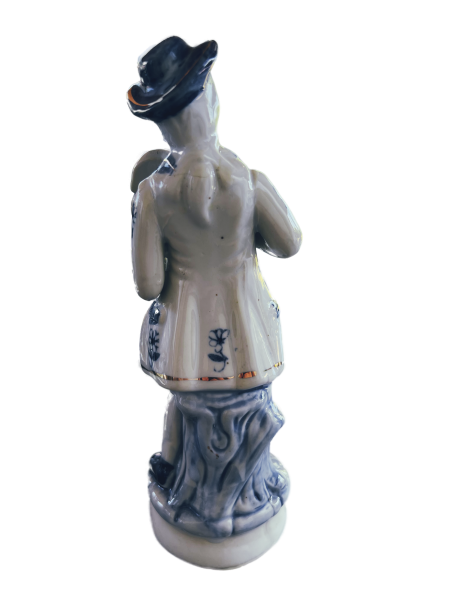 Porzellanfigur "Junge mit Geige" - Handbemalt in Kobaltblau und Gold